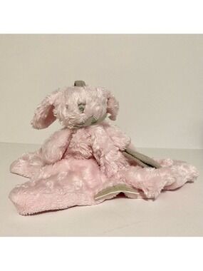 Blankets & Beyond Bunny Lovey Security Blanket Paci Holder Pink Gray Baby Toy